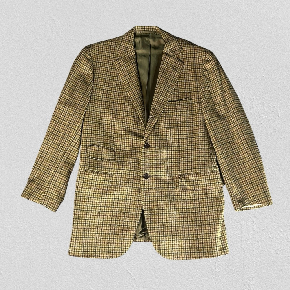 Luciano Barbera Mens Us Sz 44 Wool Brown Beige Sport Coat
